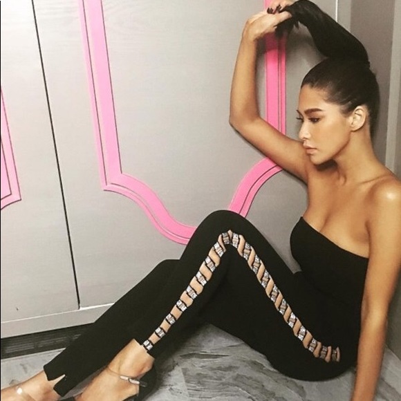 Fashion Nova Pants - CutOut Stretch Crape Black Jumpsuit
